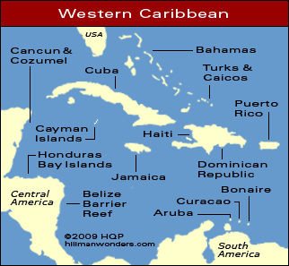 caribbean islands on world map